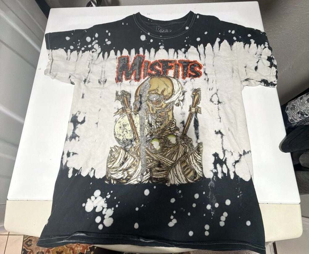 Misfits Horror Fiend Band T-Shirt with Bleach Tie-Dye Effect